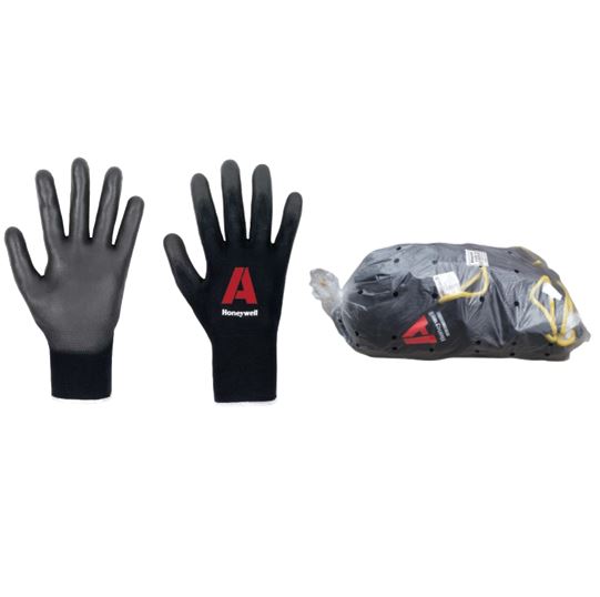 Honeywell 2132251 Vertigo Black PU C&G 1, Guanti Di Protezione Antitaglio, 100% Poliammide Neri, Lunghezza 25 Cm, Adatti Per Lavori Di Precisione, Taglia 6, 2132251-06 (confezione Da 10 Paia